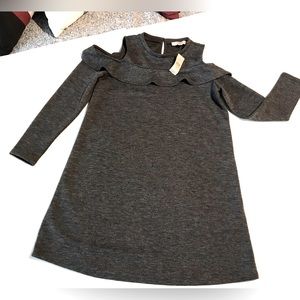 LOFT Gray Women’s Small Petite Cold Shoulder Sweater Dress NWT